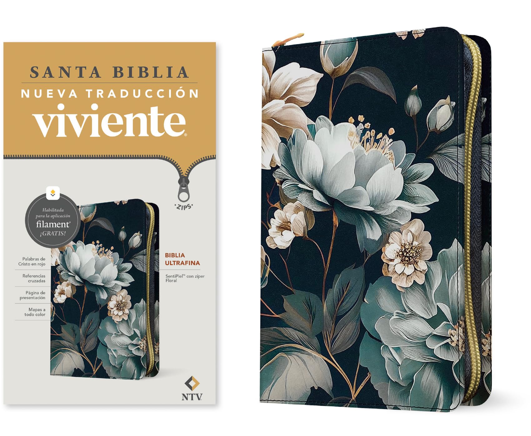 Biblia Ultrafina Ntv de Ziper, Con Filament (Sentipiel, Floral